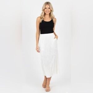 Heather size petite white burnout maxi skirt